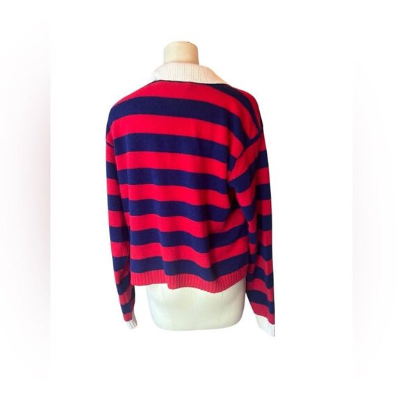 Philosophy di Lorenzo Serafina Navy/Red Stripe Ruffle Sweater size 6 $530 - Picture 7 of 9